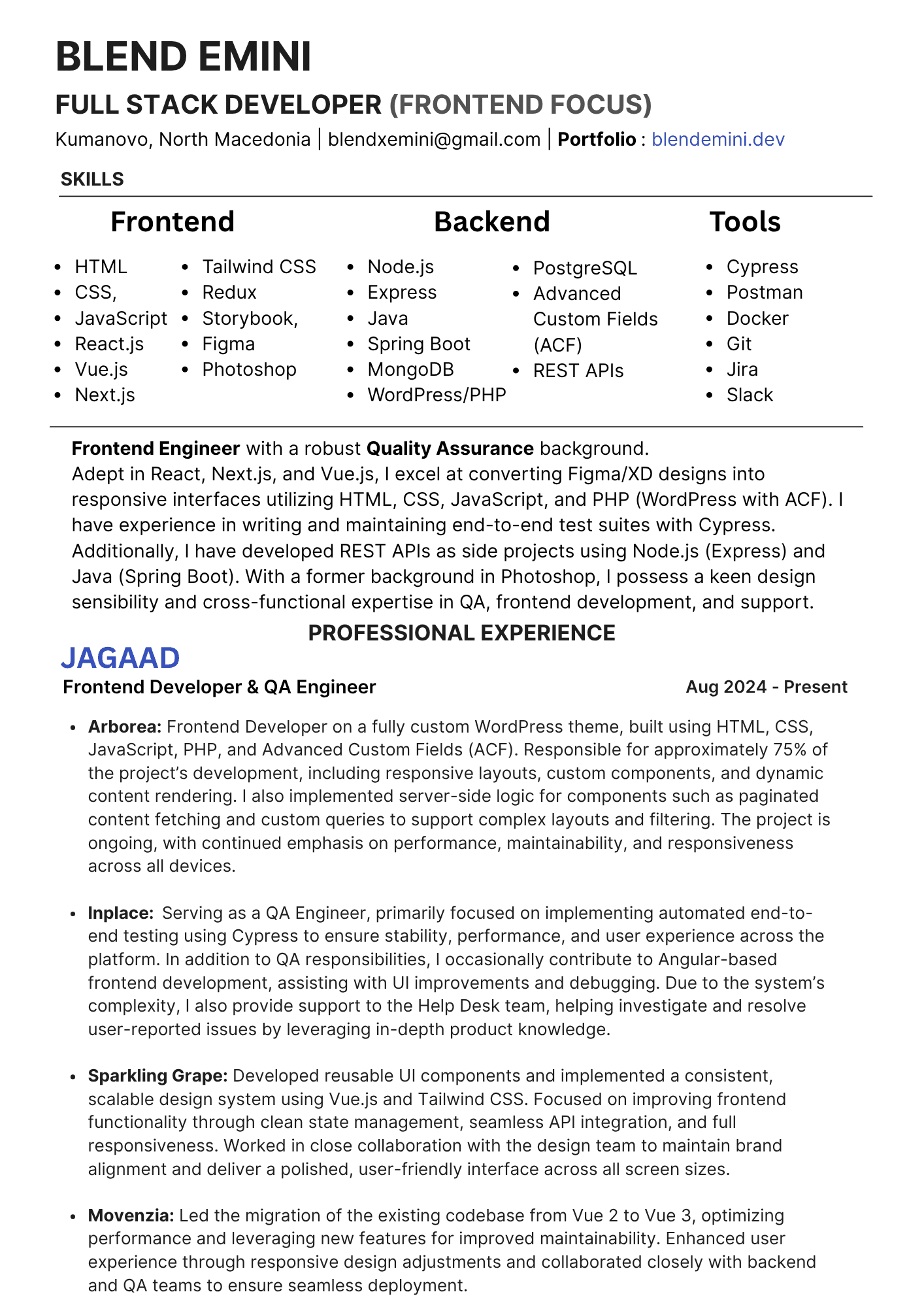 Resume Page 1