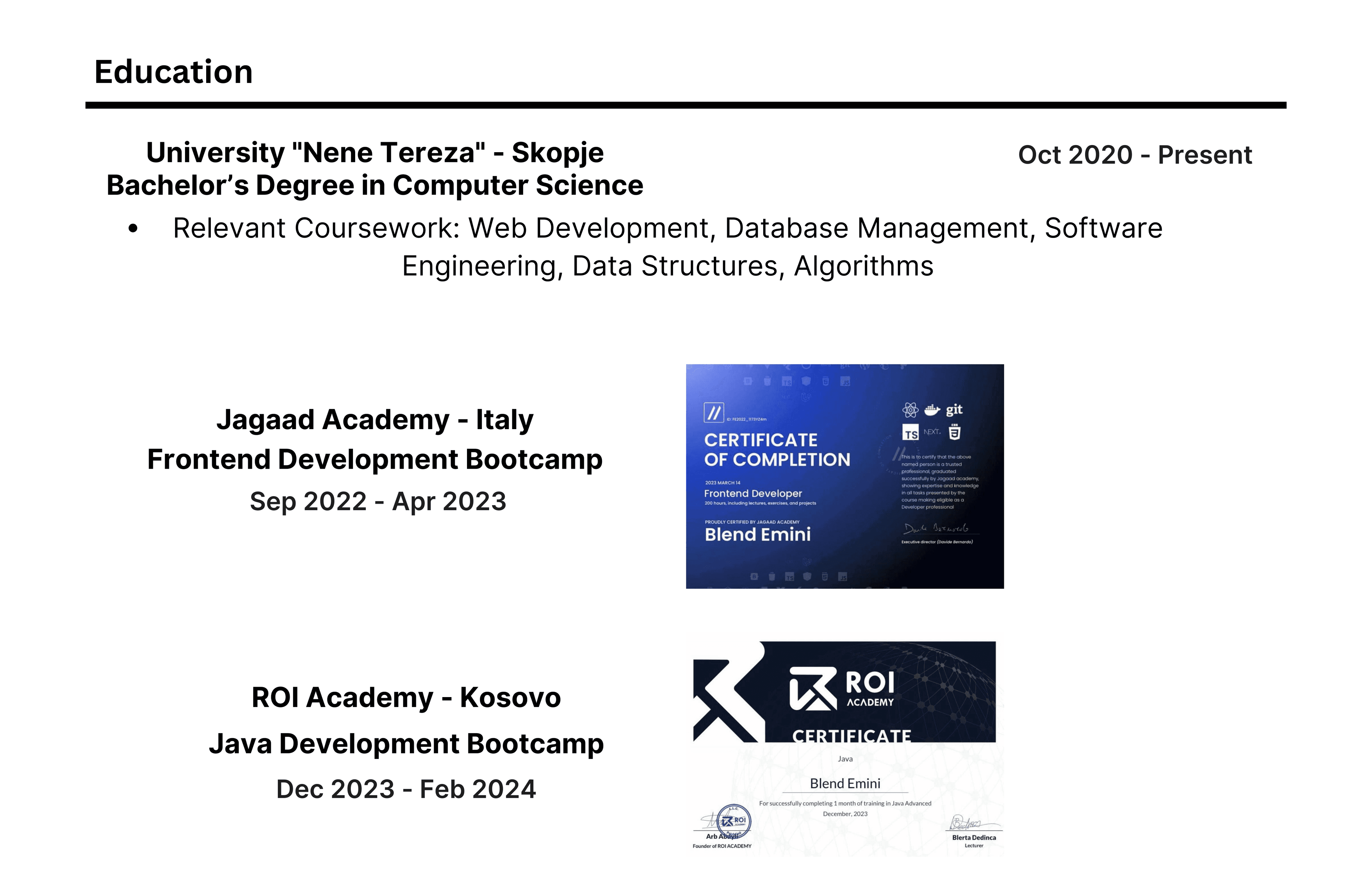 Resume Page 2