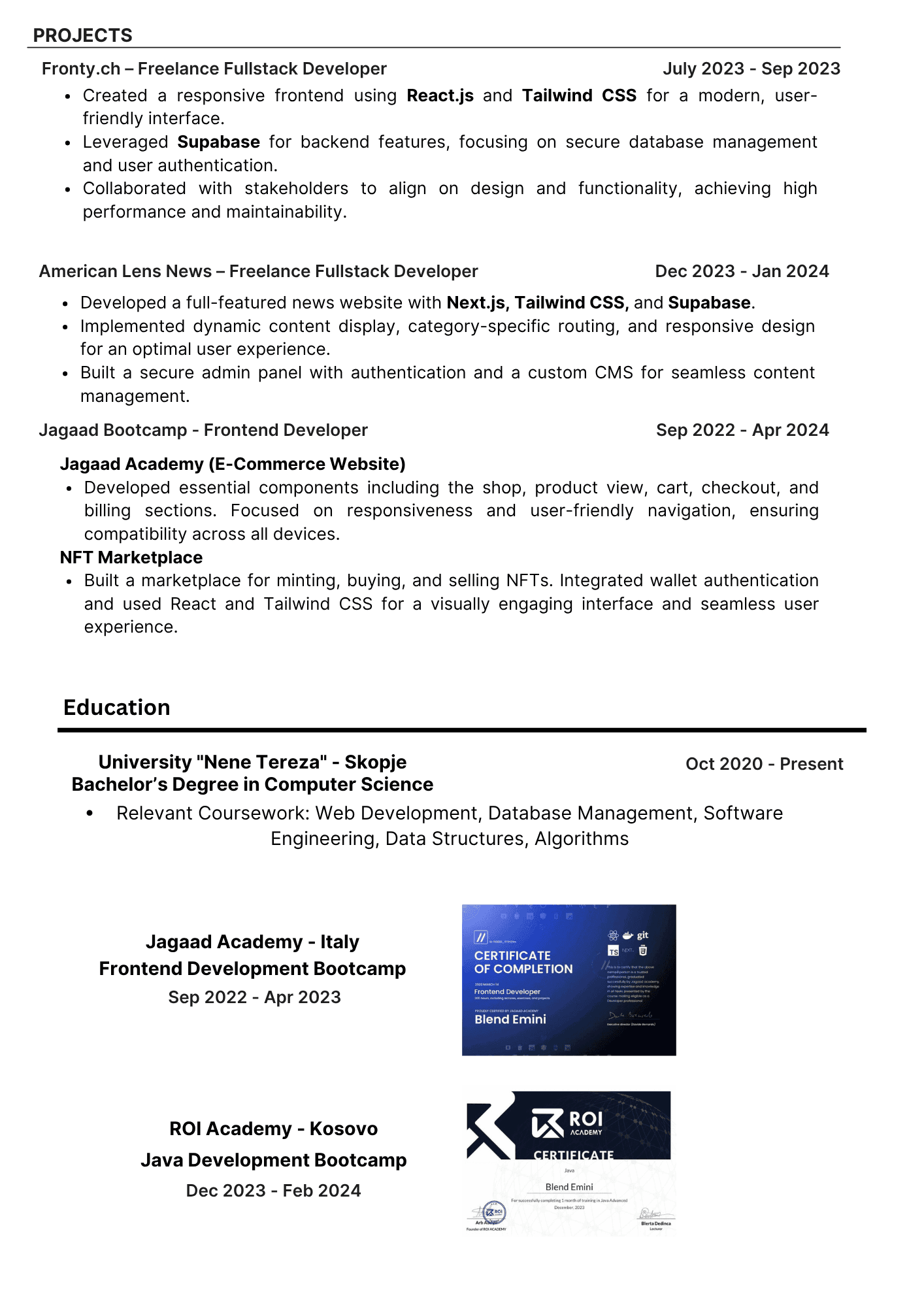Resume Page 2